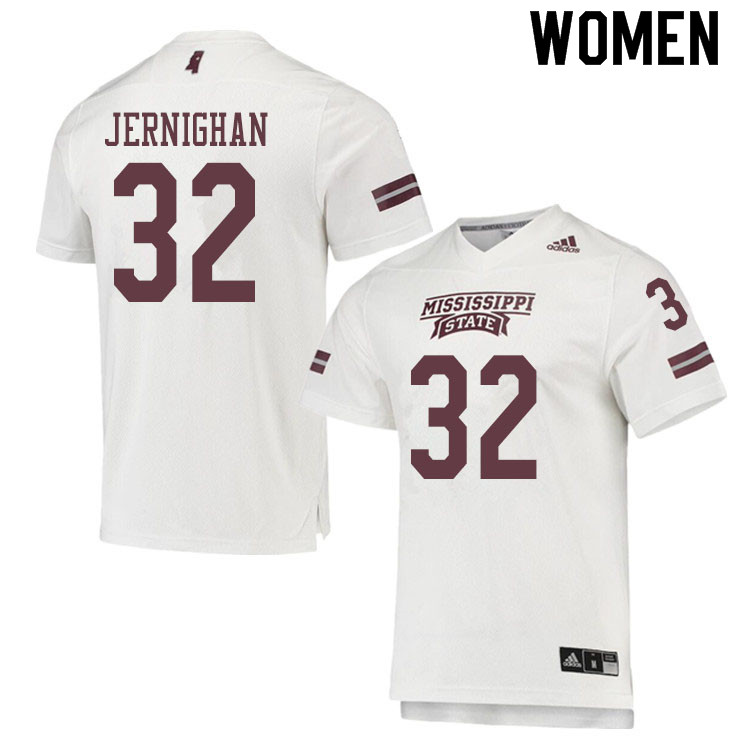 Women #32 J.J. Jernighan Mississippi State Bulldogs College Football Jerseys Sale-White
